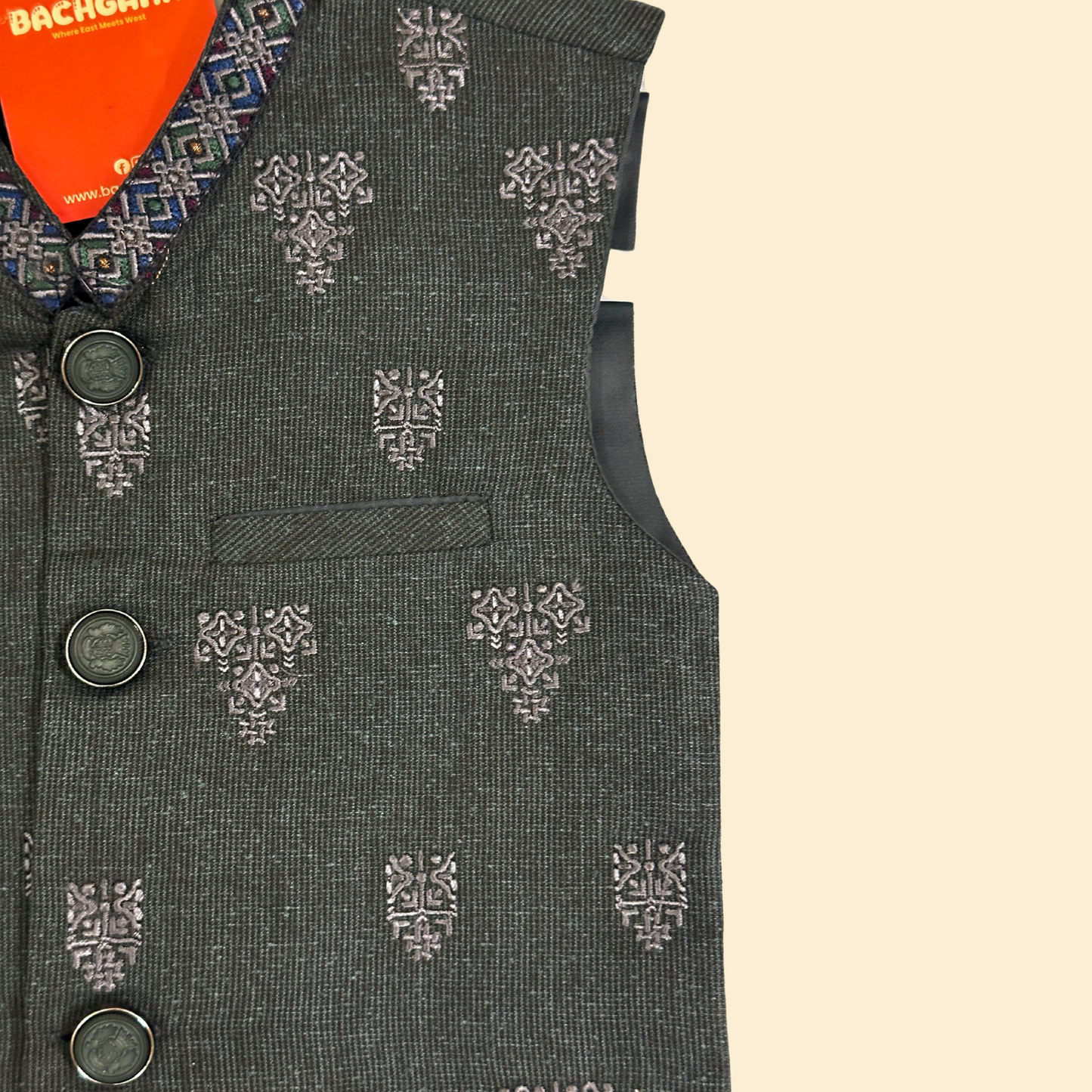 Premium Gray Kurta Shalwar with Embroidered Waistcoat