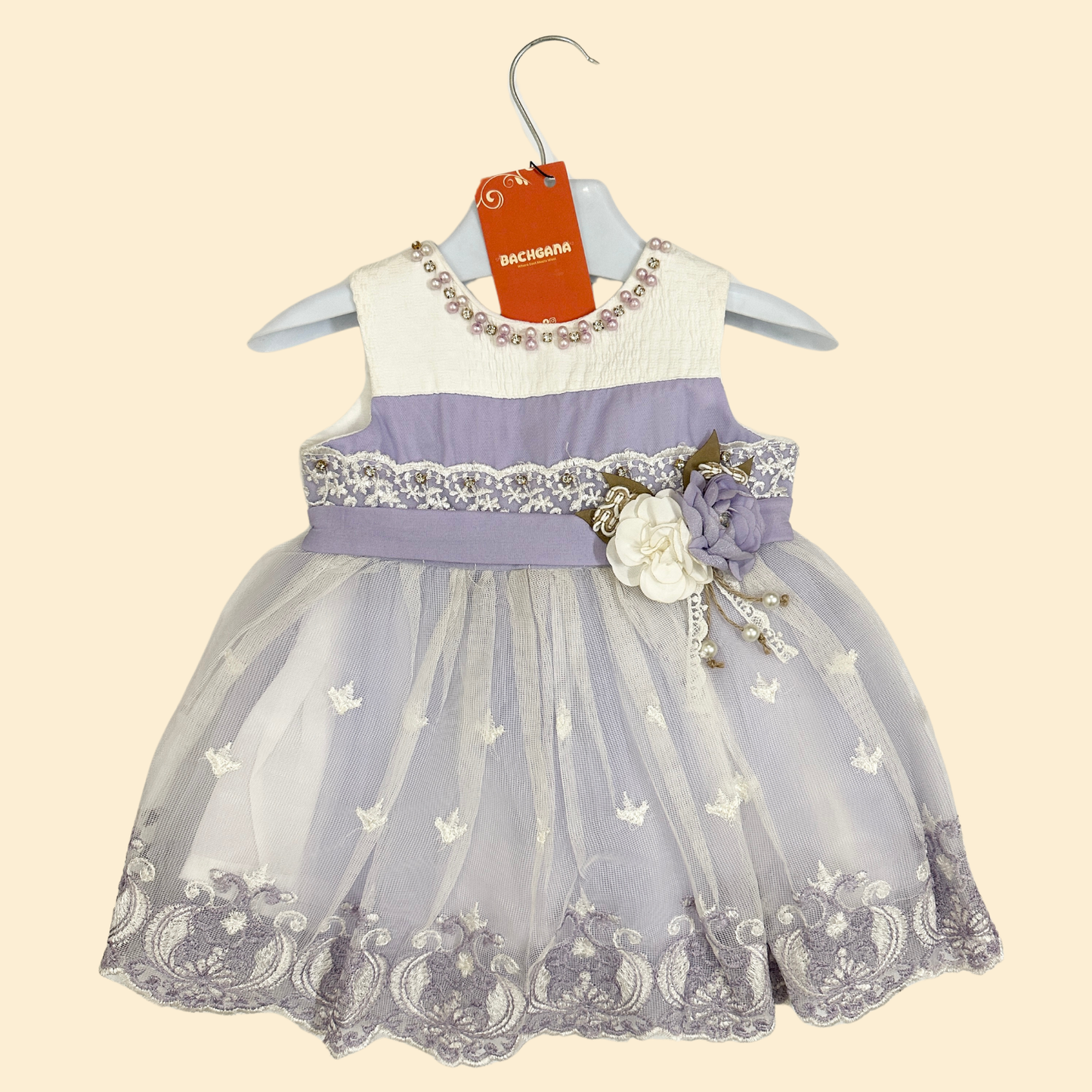 Pearls and Net Design Fancy Frock