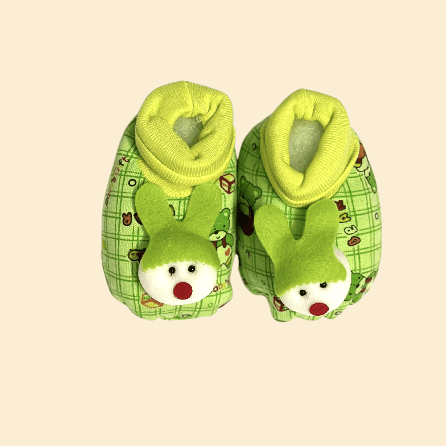 Baby Booties Bear Check Design