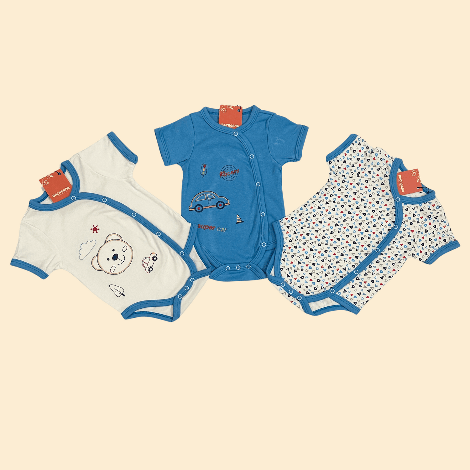 Bear and Car Design Bodysuits Pack (3 pieces)