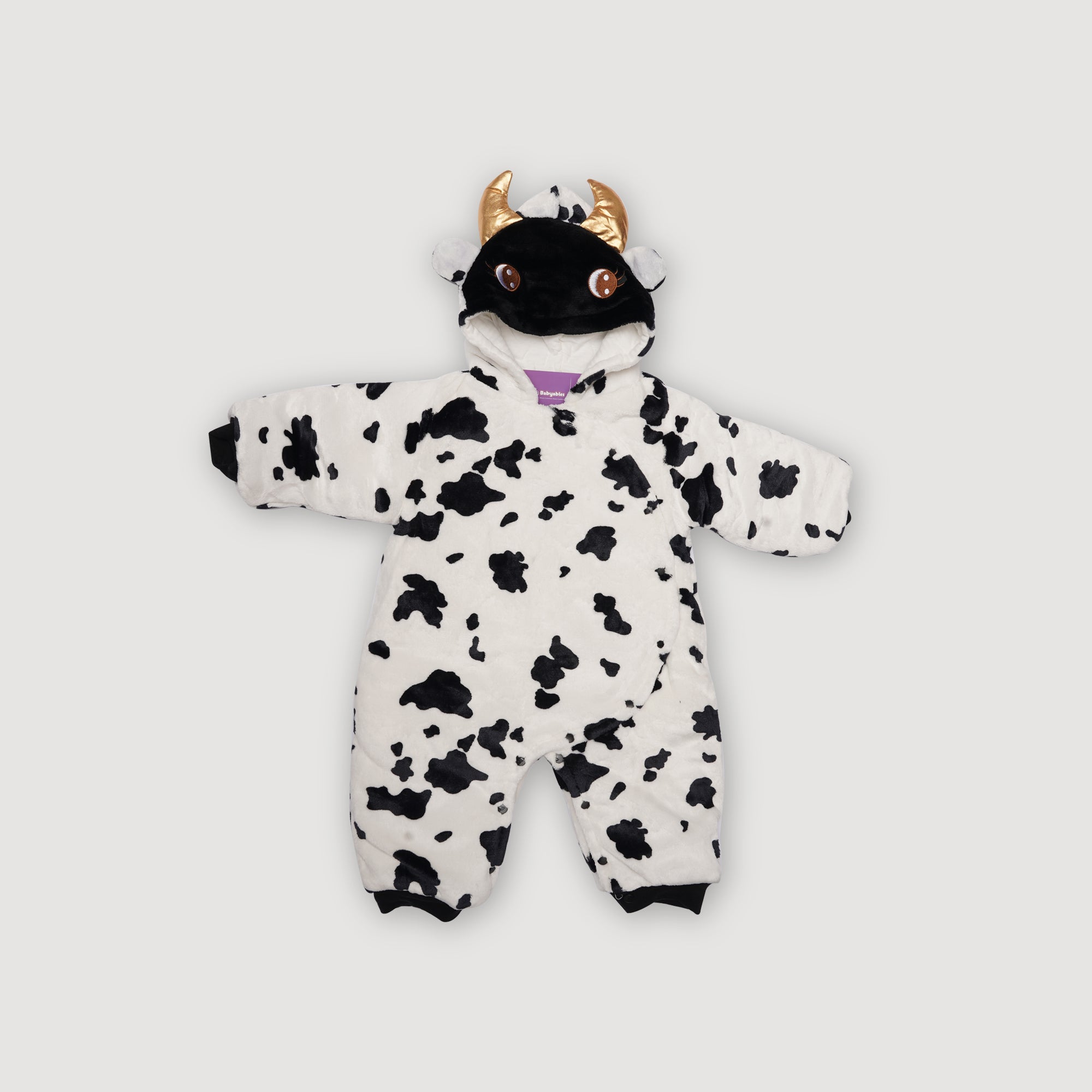 Cow Design Velvet Romper