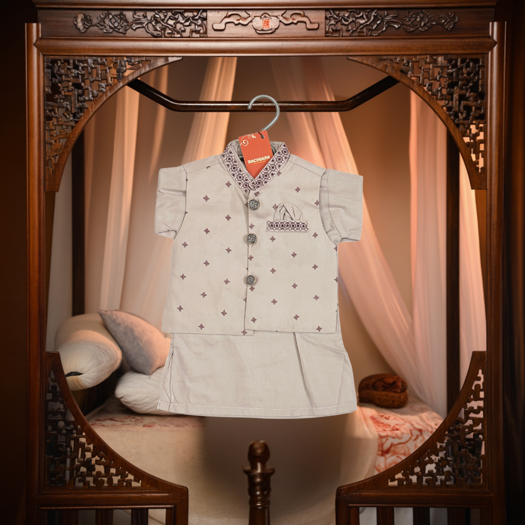 Light Purple Kurta Shalwar with Embroidered Waistcoat