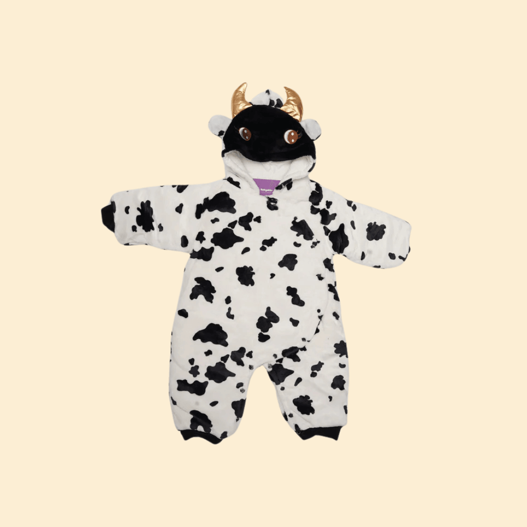 Cow Design Velvet Romper