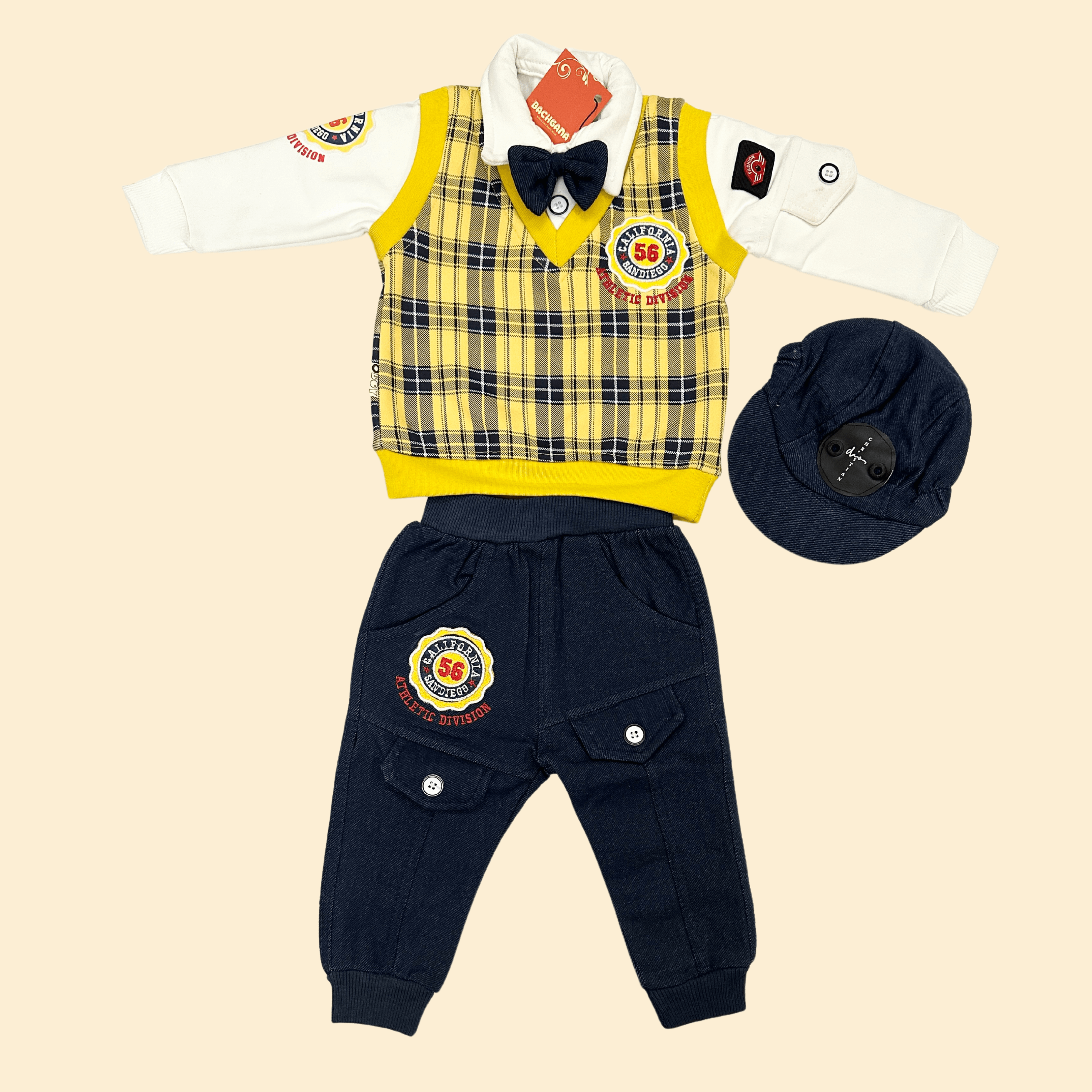Baby Boy Check Design Warm Suit (3 piece)
