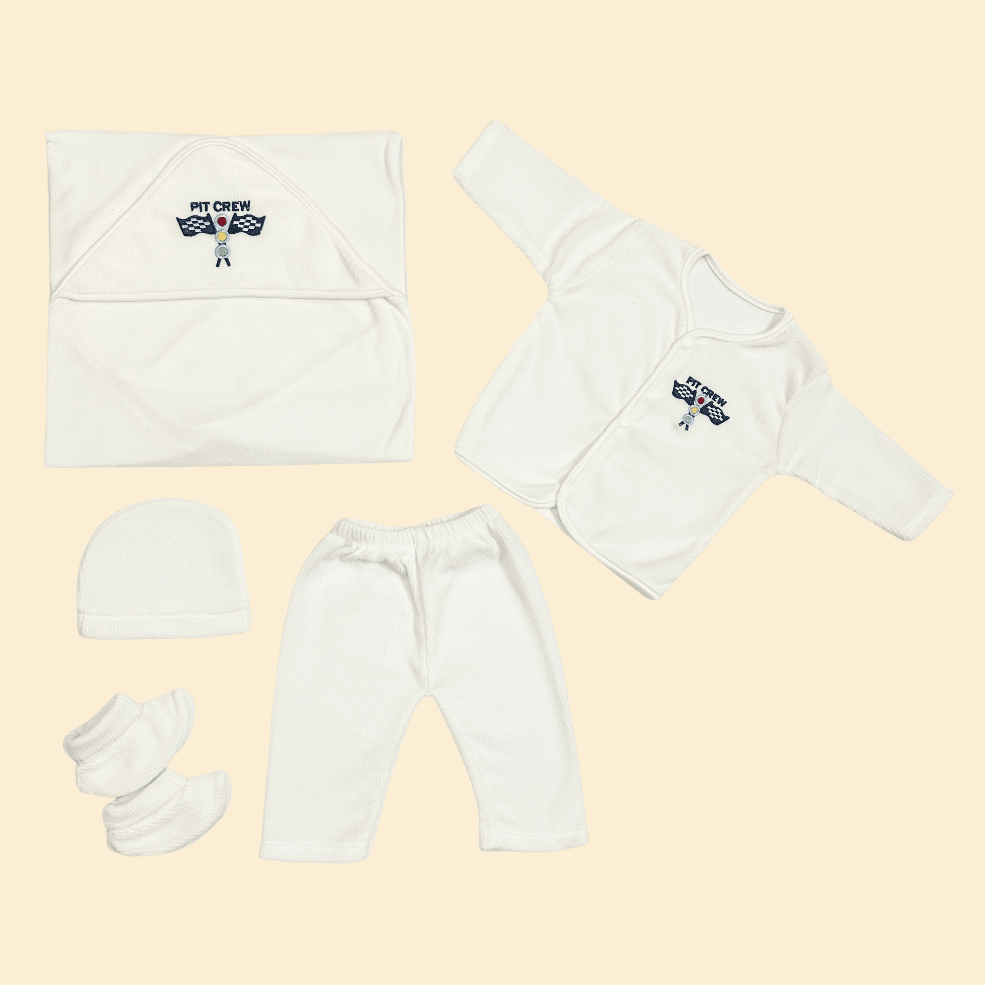 New Born Pit Crew Design Fleece Starter Set (5 piece set)