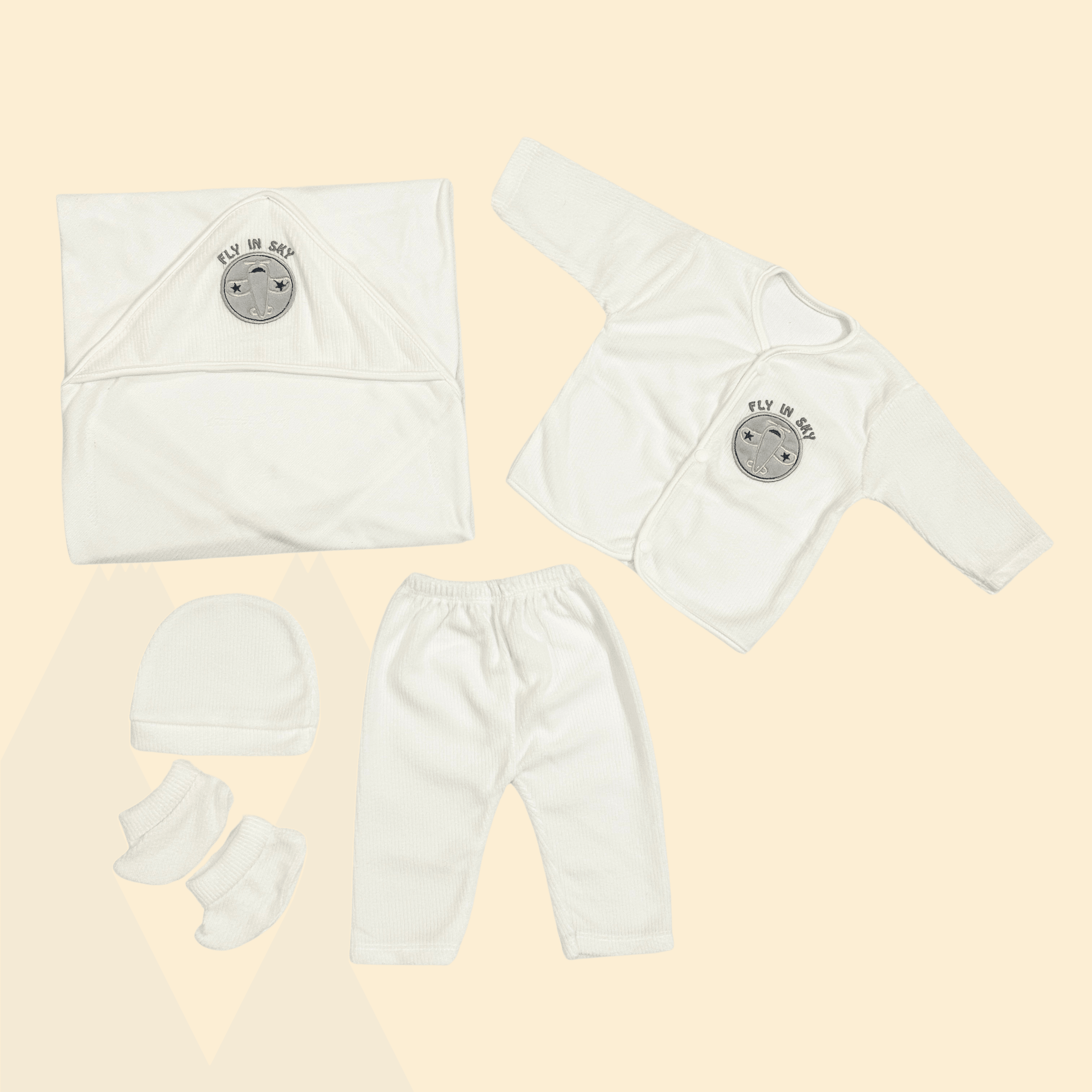 New Born Aeroplane Design Fleece Starter Set (5 piece set)