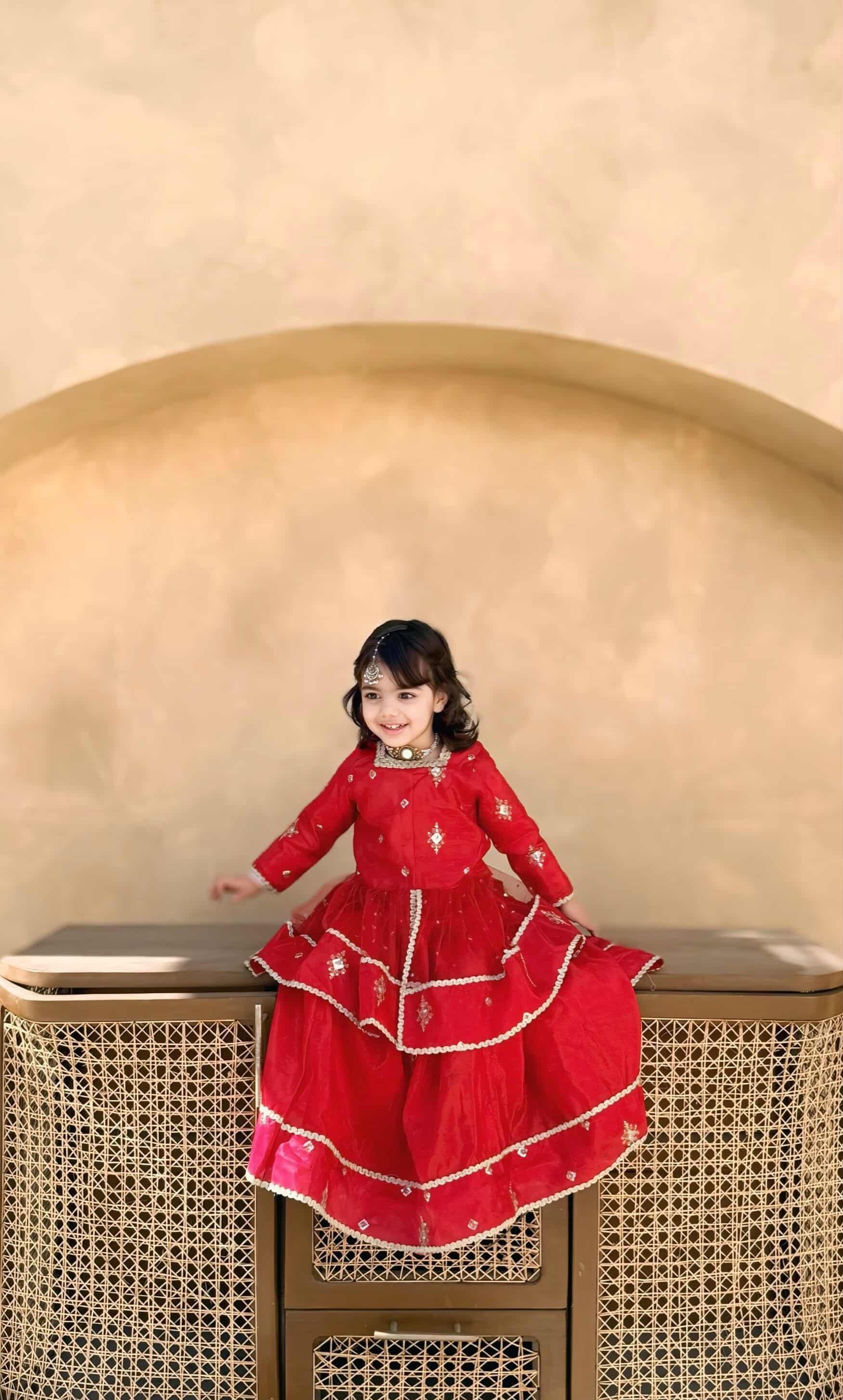 ❤️Red Silk Lehenga with Fancy Gown and Net Dupatta