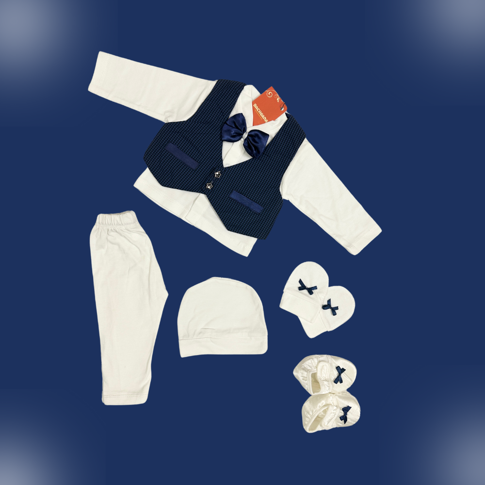 Check Design Waistcoat Suit Set (6 piece set)