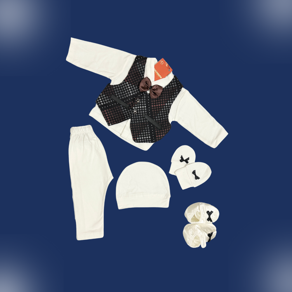 Dotted Design Waistcoat Suit Set (6 piece set)