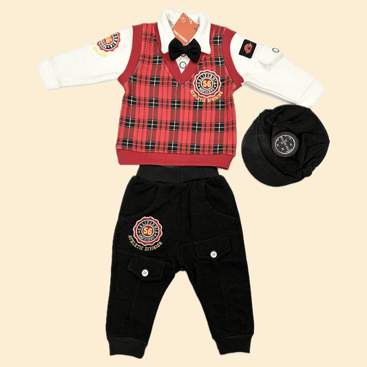 Baby Boy Check Design Warm Suit (3 piece)