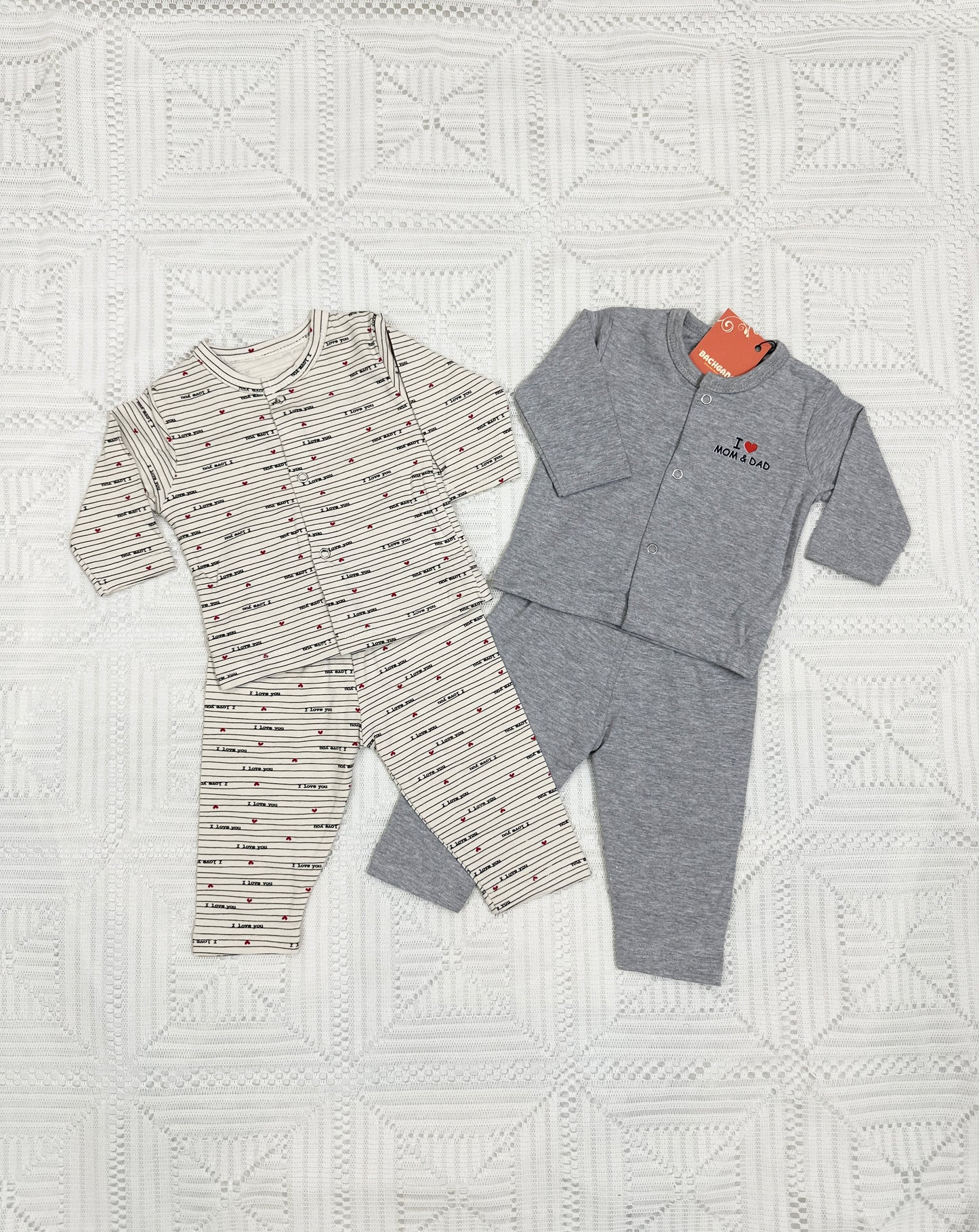 I Love Mom & Dad Design Shirts and Trouser Suits - 2 piece sets (Pack of 2 sets)