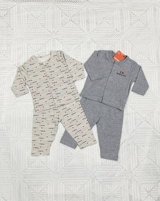 I Love Mom & Dad Design Shirts and Trouser Suits - 2 piece sets (Pack of 2 sets)