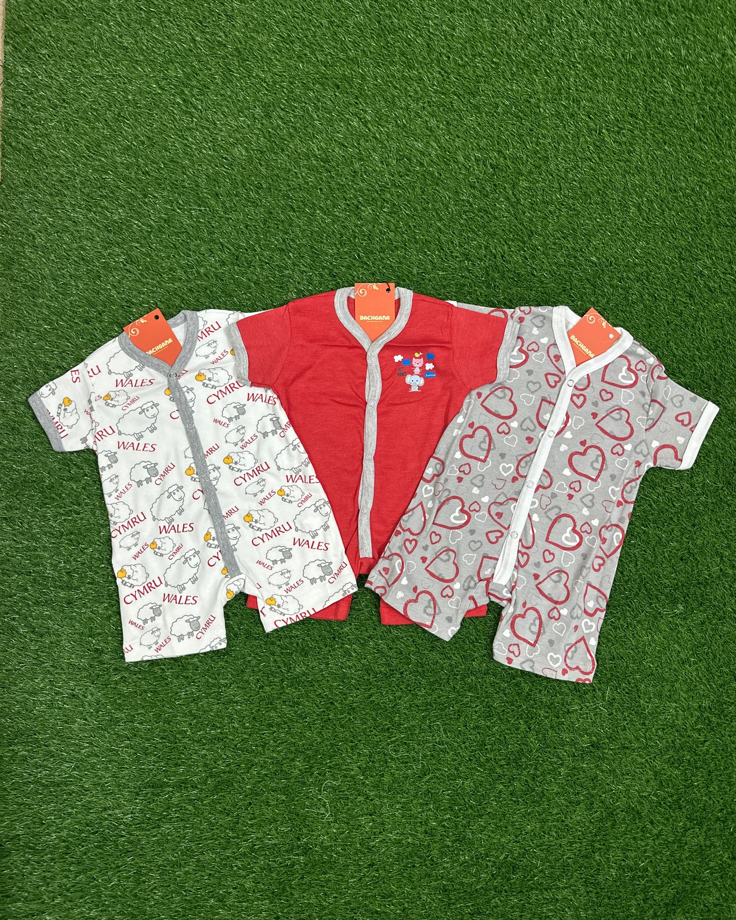 Hearts Sheep Design Halfsleeves Rompers Pack (3 pieces)