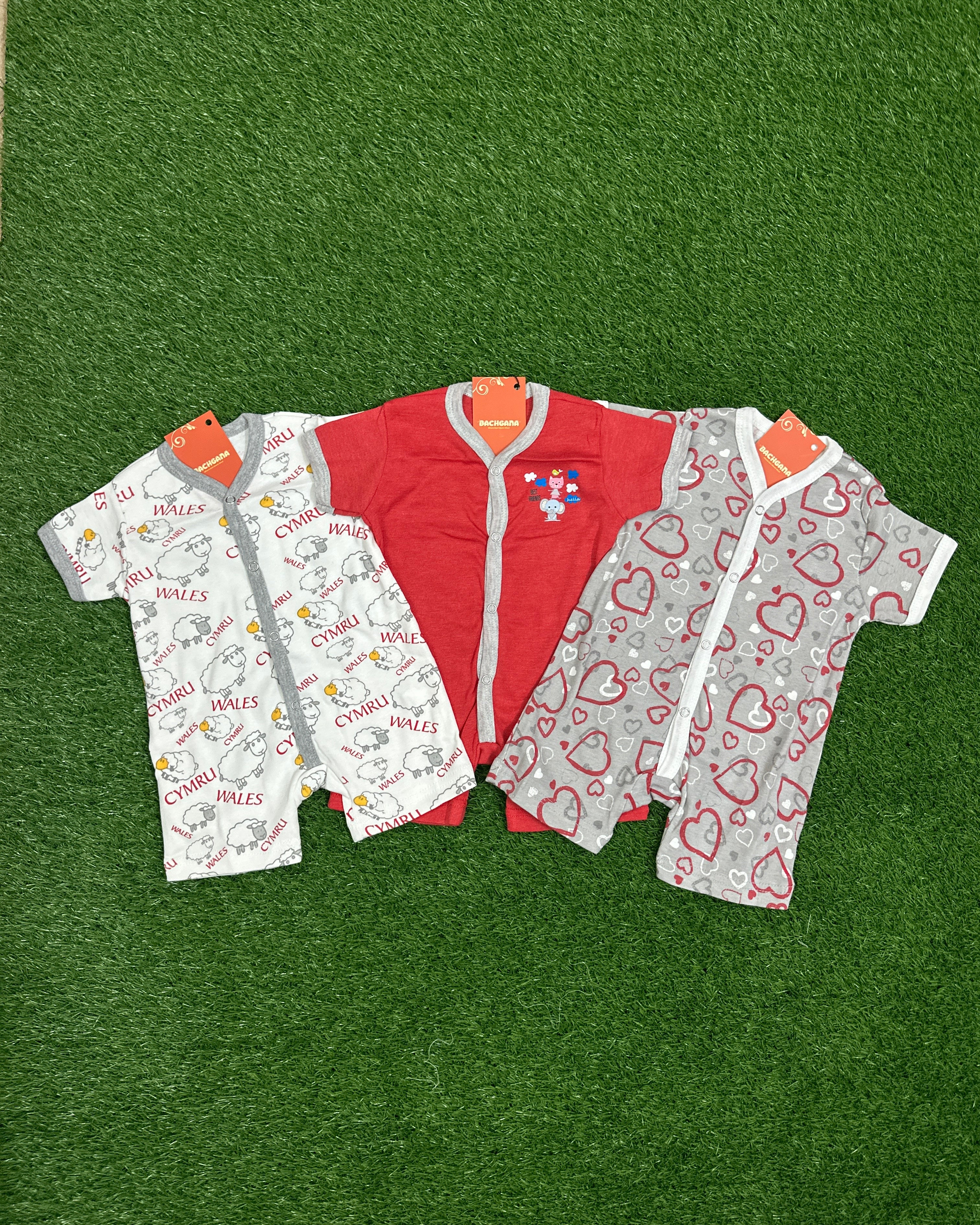 Hearts Sheep Design Halfsleeves Rompers Pack (3 pieces)