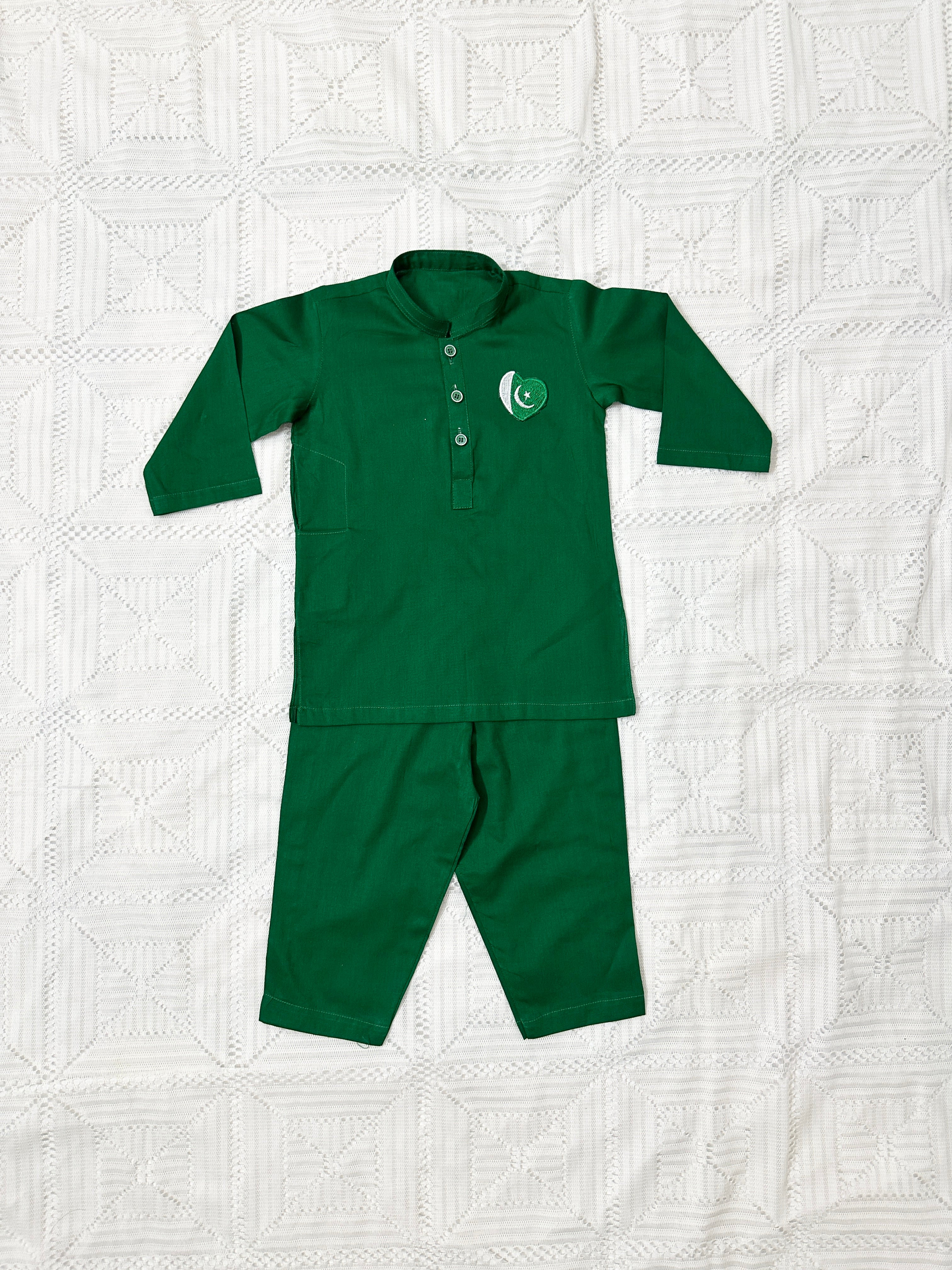 Boy Green Kurta and Green Shalwar - Azadi Collection