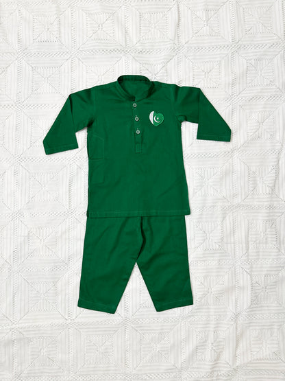Boy Green Kurta and Green Shalwar - Azadi Collection