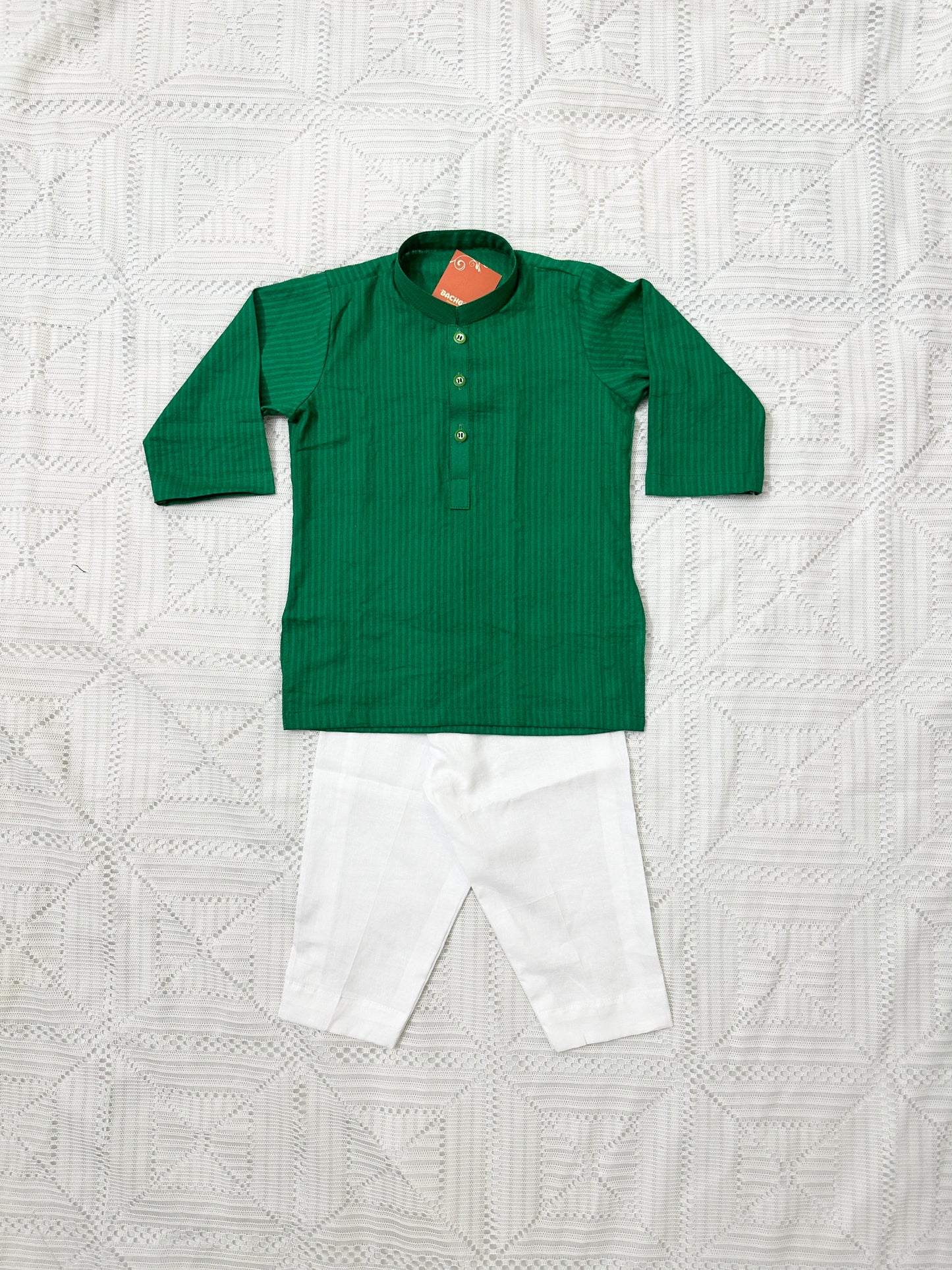 Boy Green Doria Kurta and White Shalwar - Azadi Collection