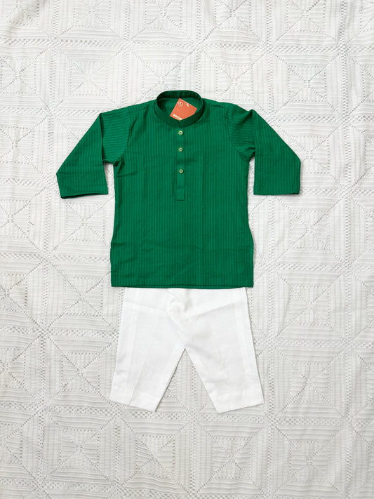 Boy Green Doria Kurta and White Shalwar - Azadi Collection