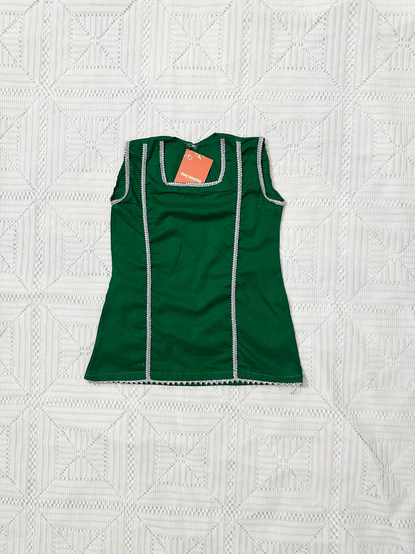 Green Shirt with White ChikenKari Trouser and Net Dupatta