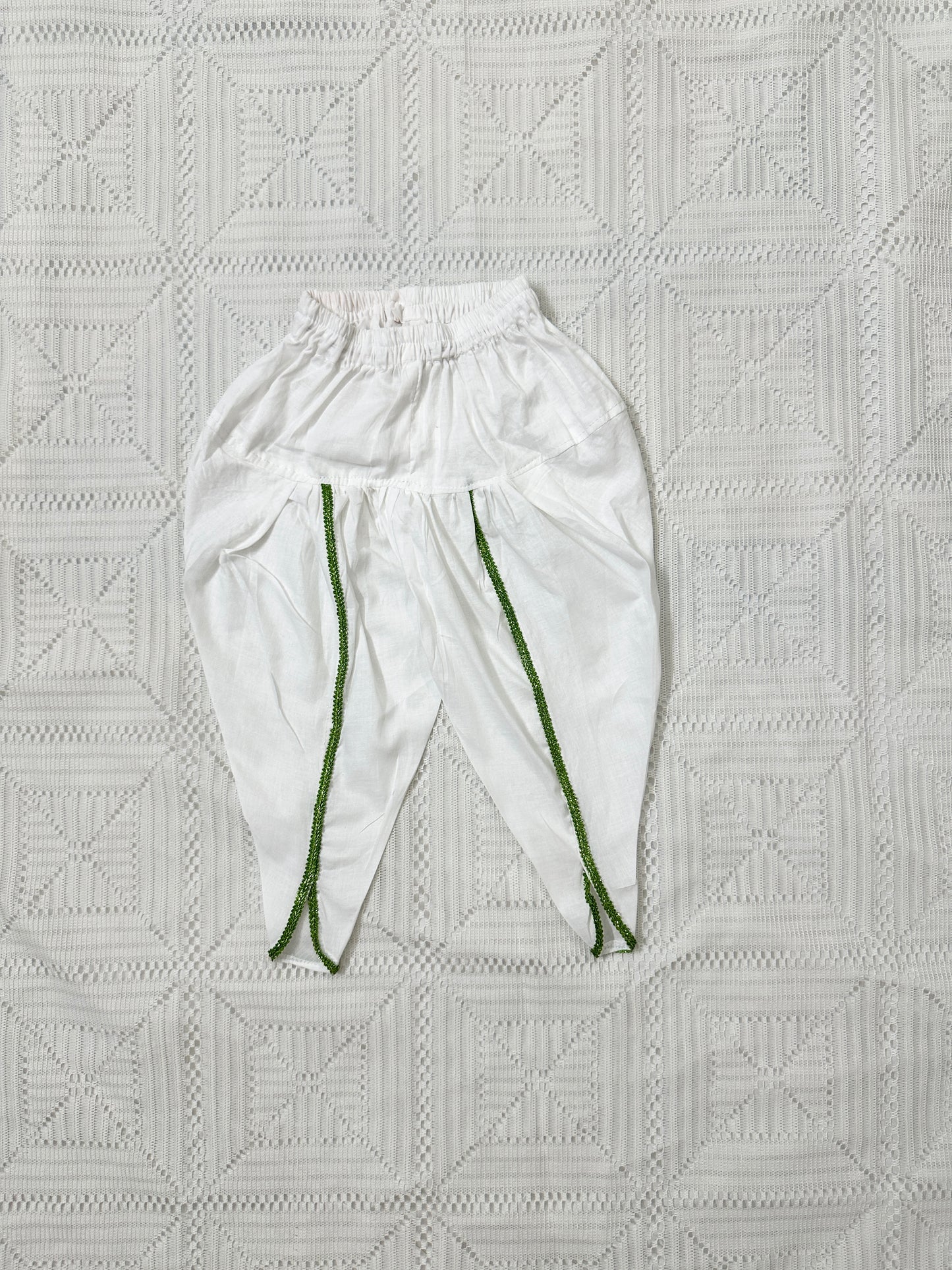 Light Green Elastic Yoke Frock with White Tulip Shalwar and Net Dupatta