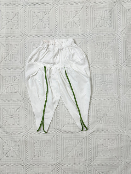 Light Green Elastic Yoke Frock with White Tulip Shalwar and Net Dupatta