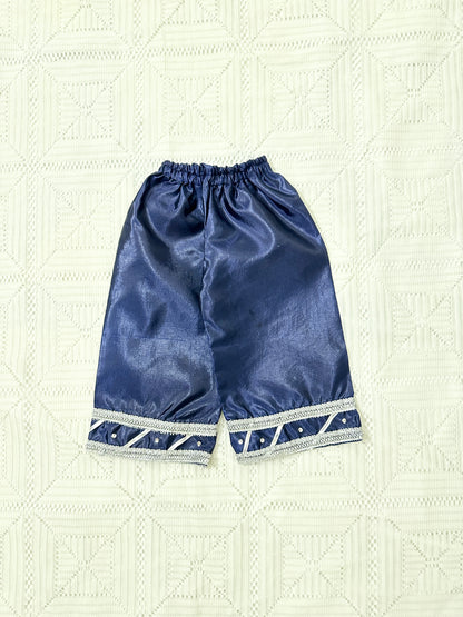 Blue Silk Shirt with Trouser and Net Dupatta
