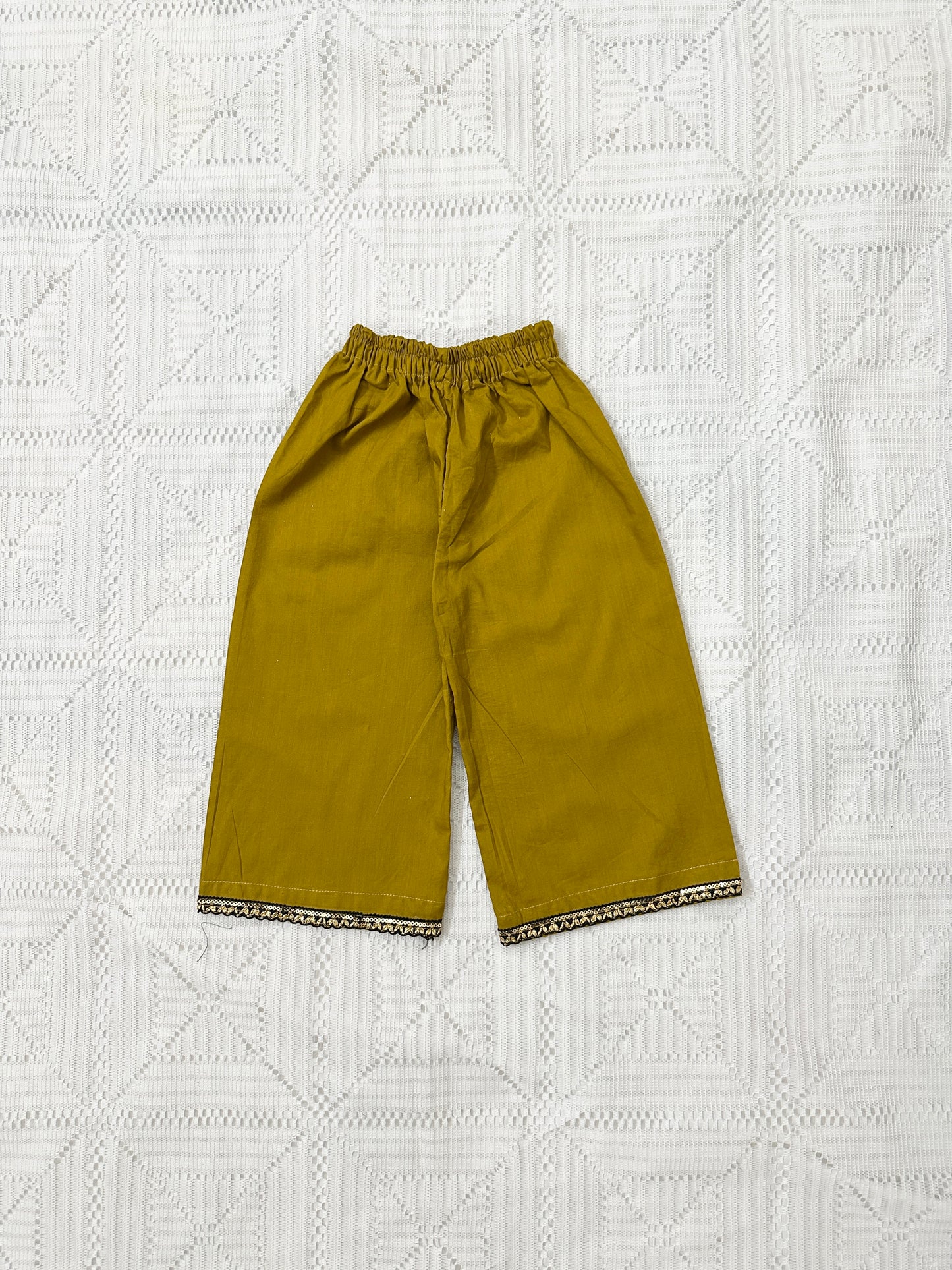 Golden Printed Black Frock with Mustard Trouser