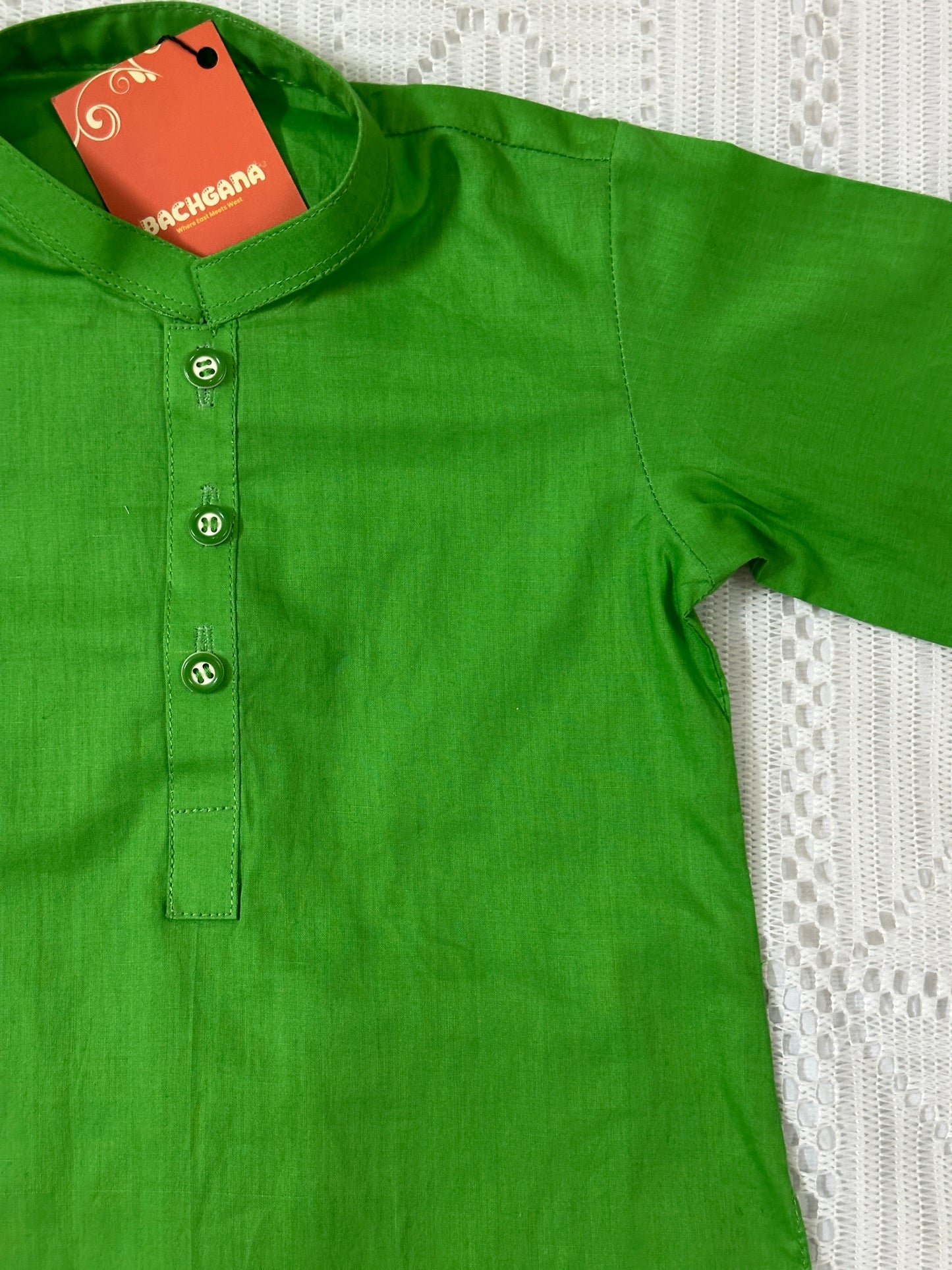 Boy Light Green Kurta and White Shalwar - Azadi Collection