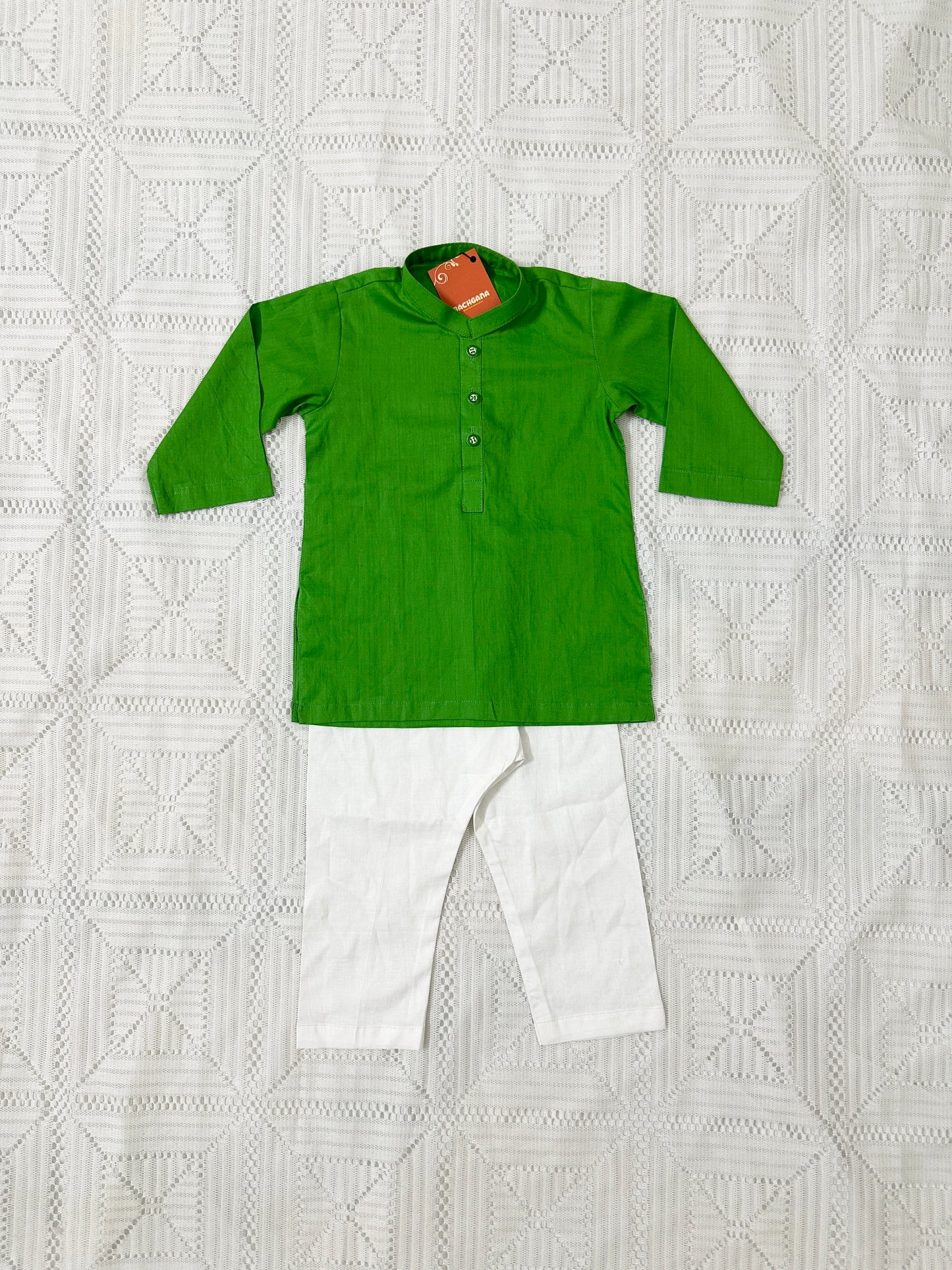 Boy Light Green Kurta and White Shalwar - Azadi Collection