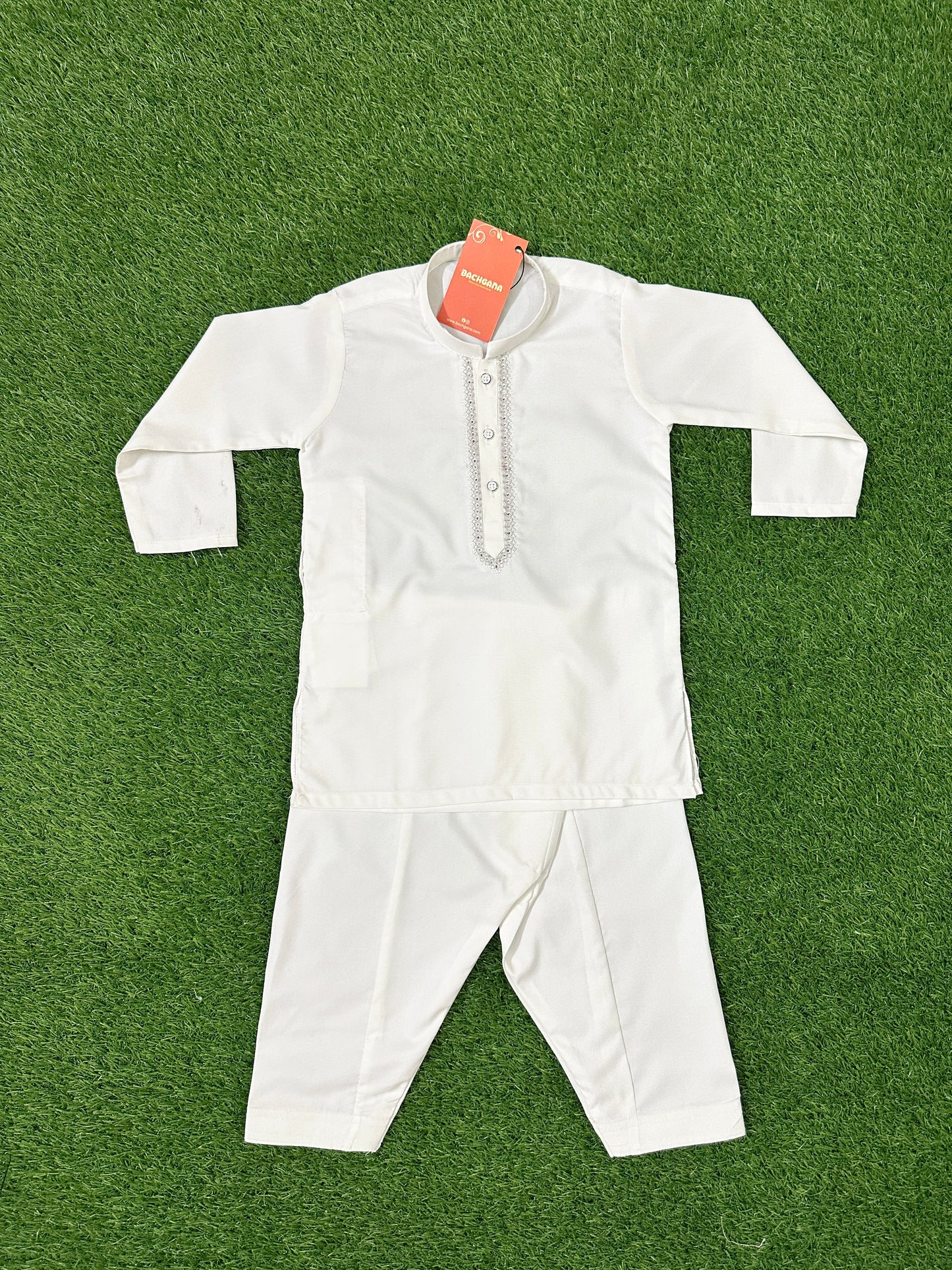 White Embroidered Kurta and White Shalwar