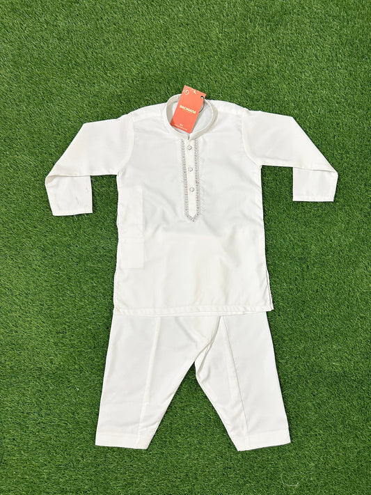 White Embroidered Kurta and White Shalwar