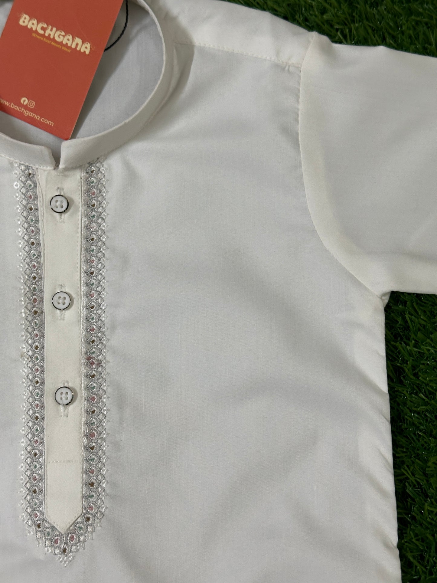 White Embroidered Kurta and White Shalwar