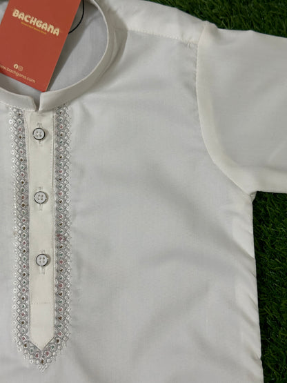 White Embroidered Kurta and White Shalwar