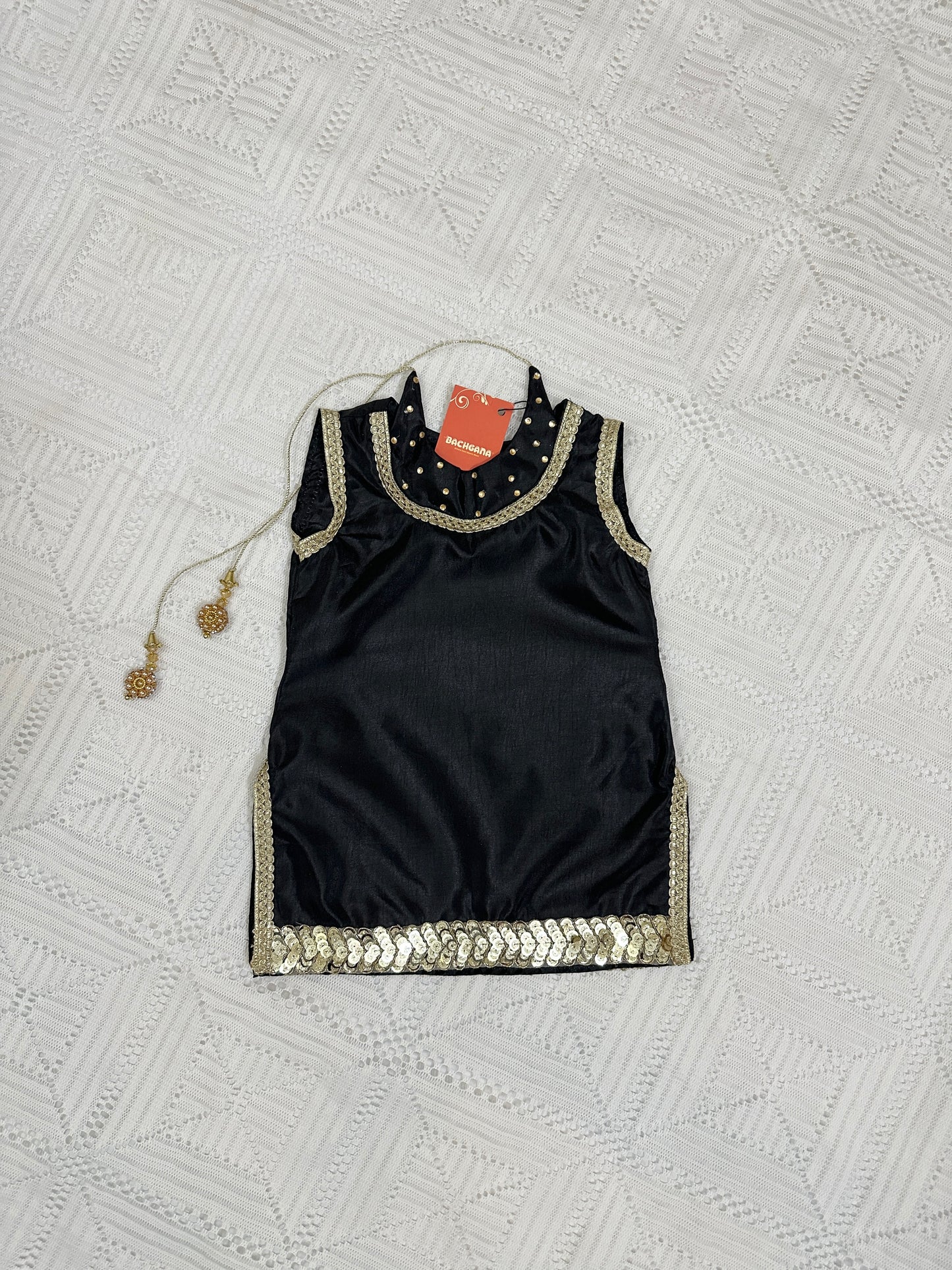 Black Silk Shirt with Tulip Shalwar and Dupatta