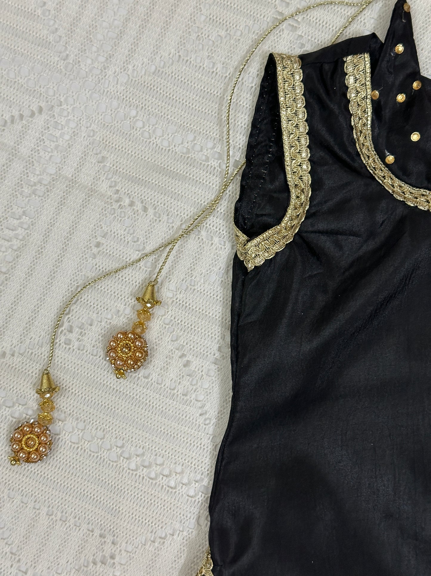 Black Silk Shirt with Tulip Shalwar and Dupatta
