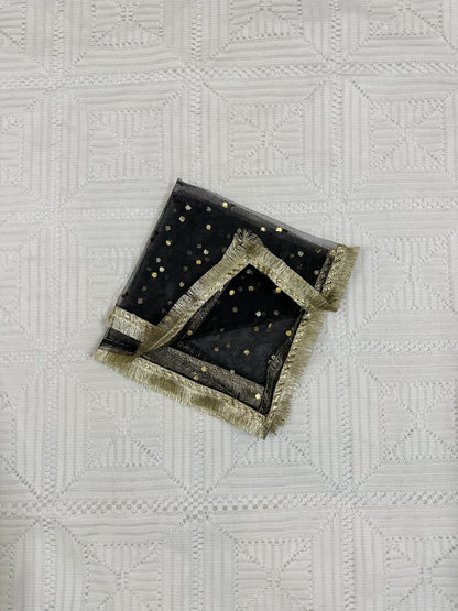 Black Silk Shirt with Tulip Shalwar and Dupatta