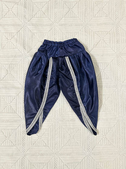 Blue Silver Silk Shirt with Tulip Shalwar and Dupatta