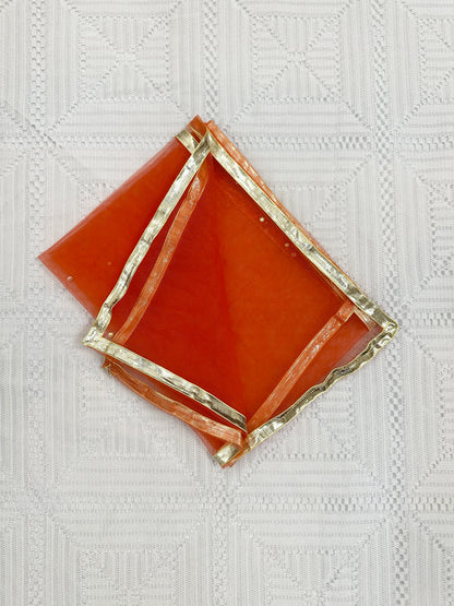 🧡 Orange Net Lehenga with Silk Choli, Net Dupatta and Silk Potli