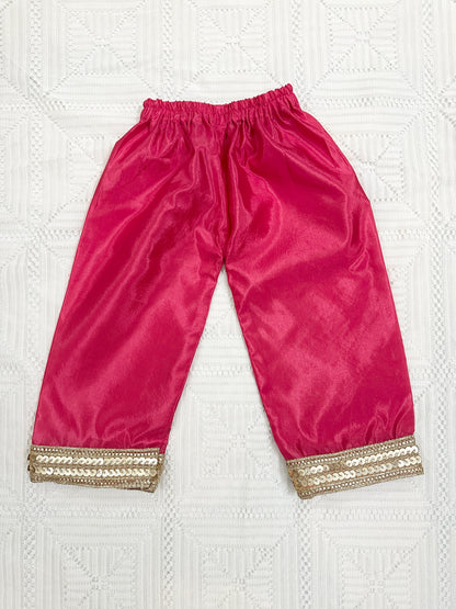 💖 Pink Fancy Shirt with Silk Trouser and Organza Dupatta