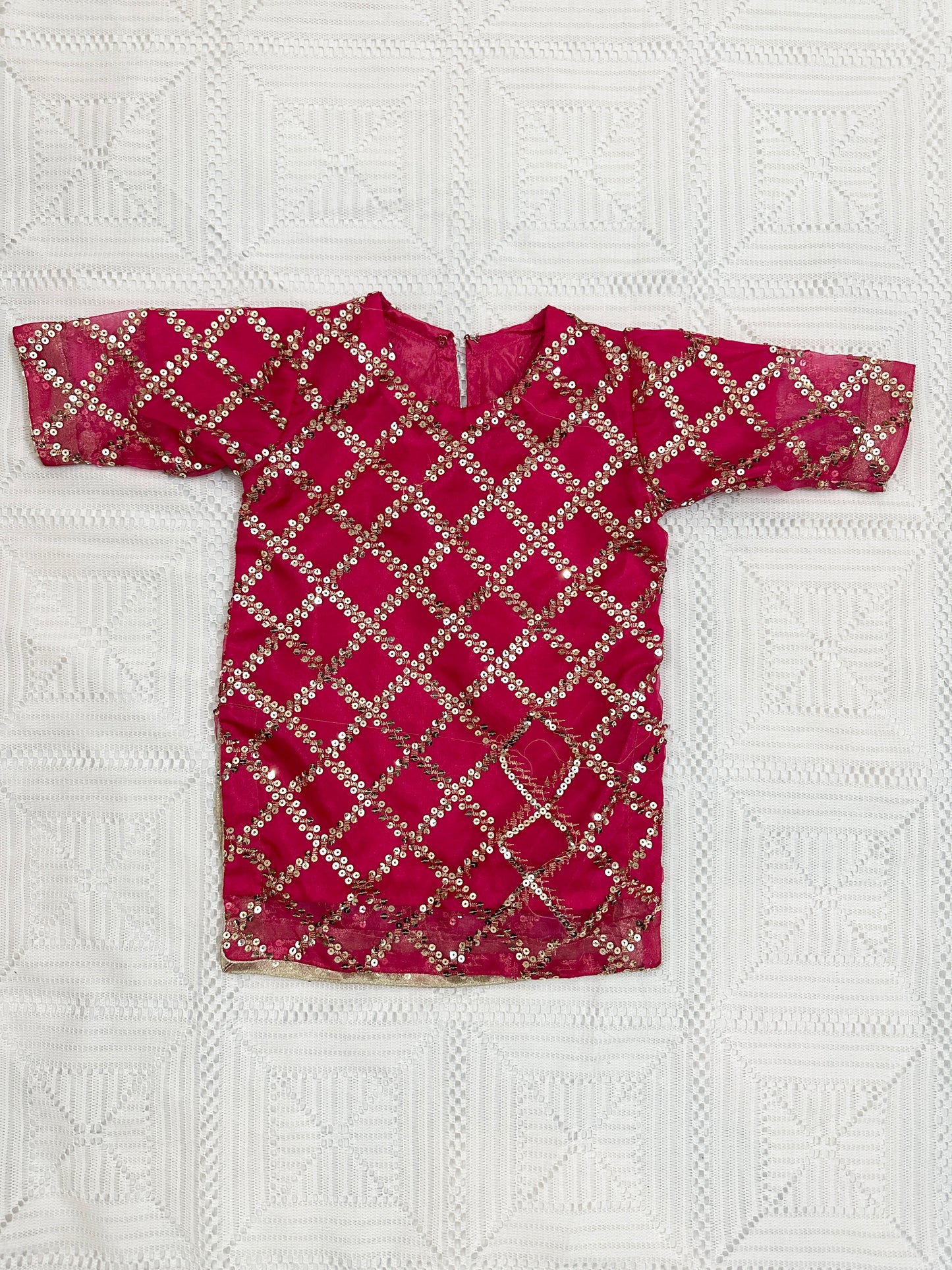 💖 Pink Fancy Shirt with Silk Trouser and Organza Dupatta