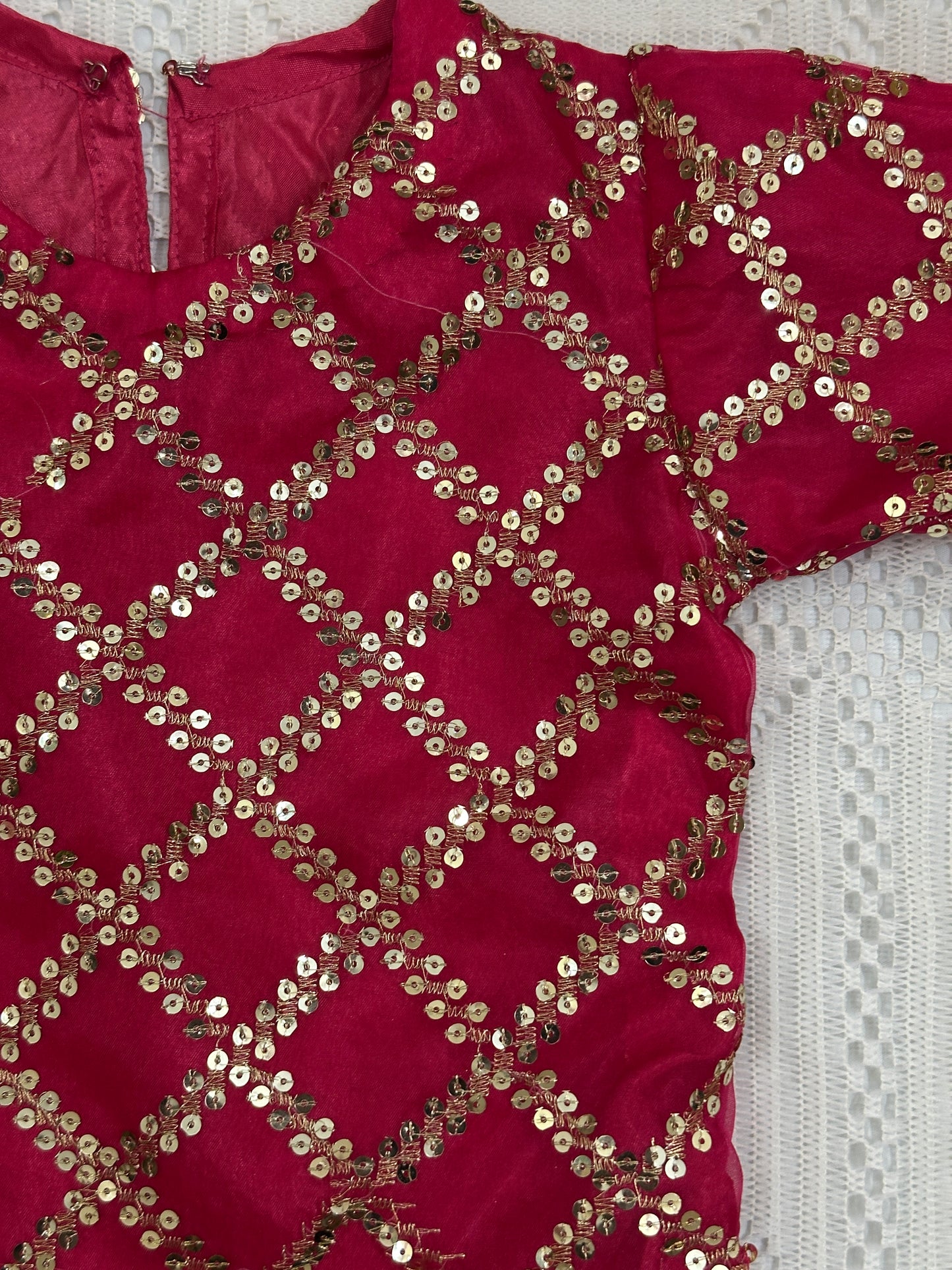 💖 Pink Fancy Shirt with Silk Trouser and Organza Dupatta