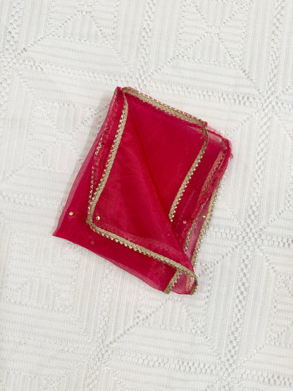 💖 Pink Fancy Shirt with Silk Trouser and Organza Dupatta