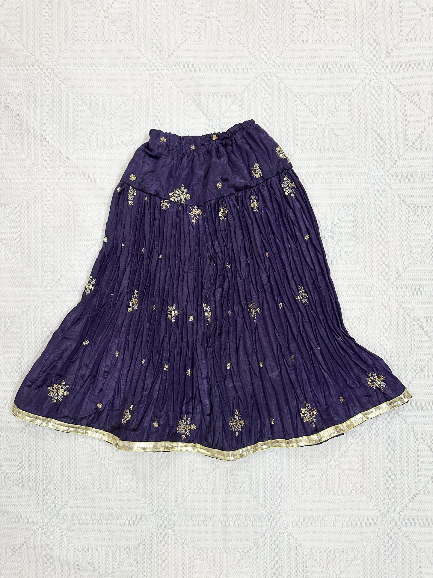 💚 Green Silk Choli with Purple Crush Silk Lehenga and Net Dupatta