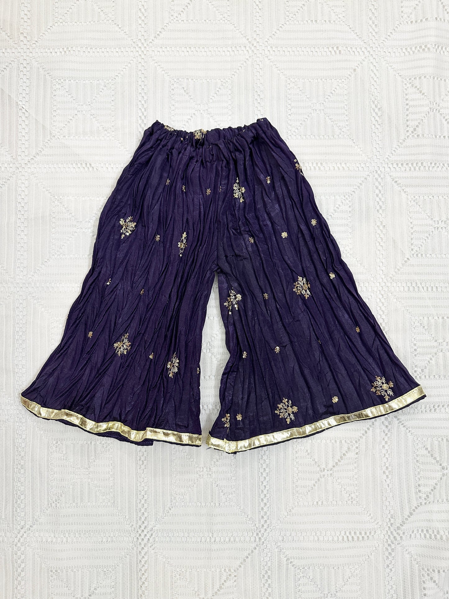 🧡 Orange Silk Shirt with Purple Crush Silk Sharara and Net Dupatta