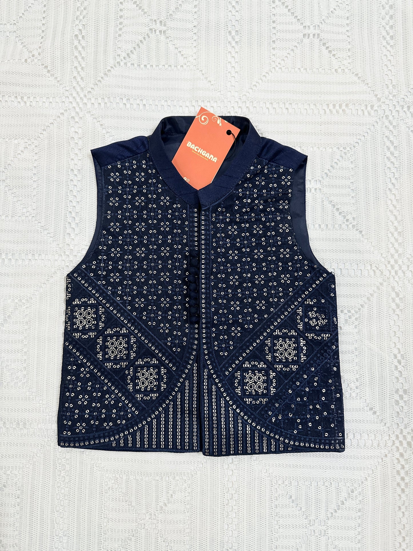 Navy Blue Kurta Shalwar with Fancy Waistcoat