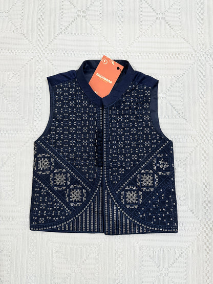 Navy Blue Kurta Shalwar with Fancy Waistcoat