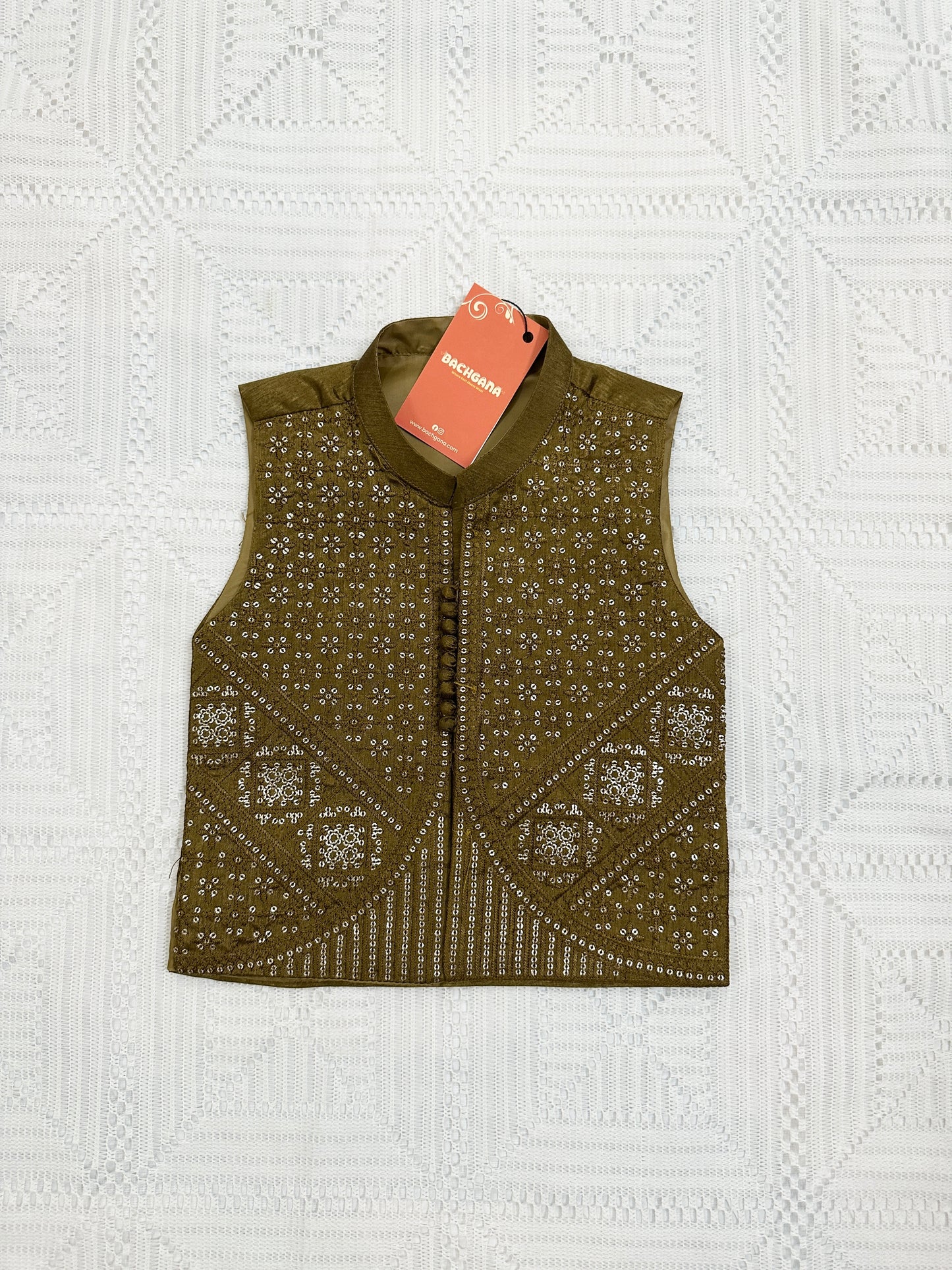 Mustard Green Kurta Shalwar with Fancy Waistcoat