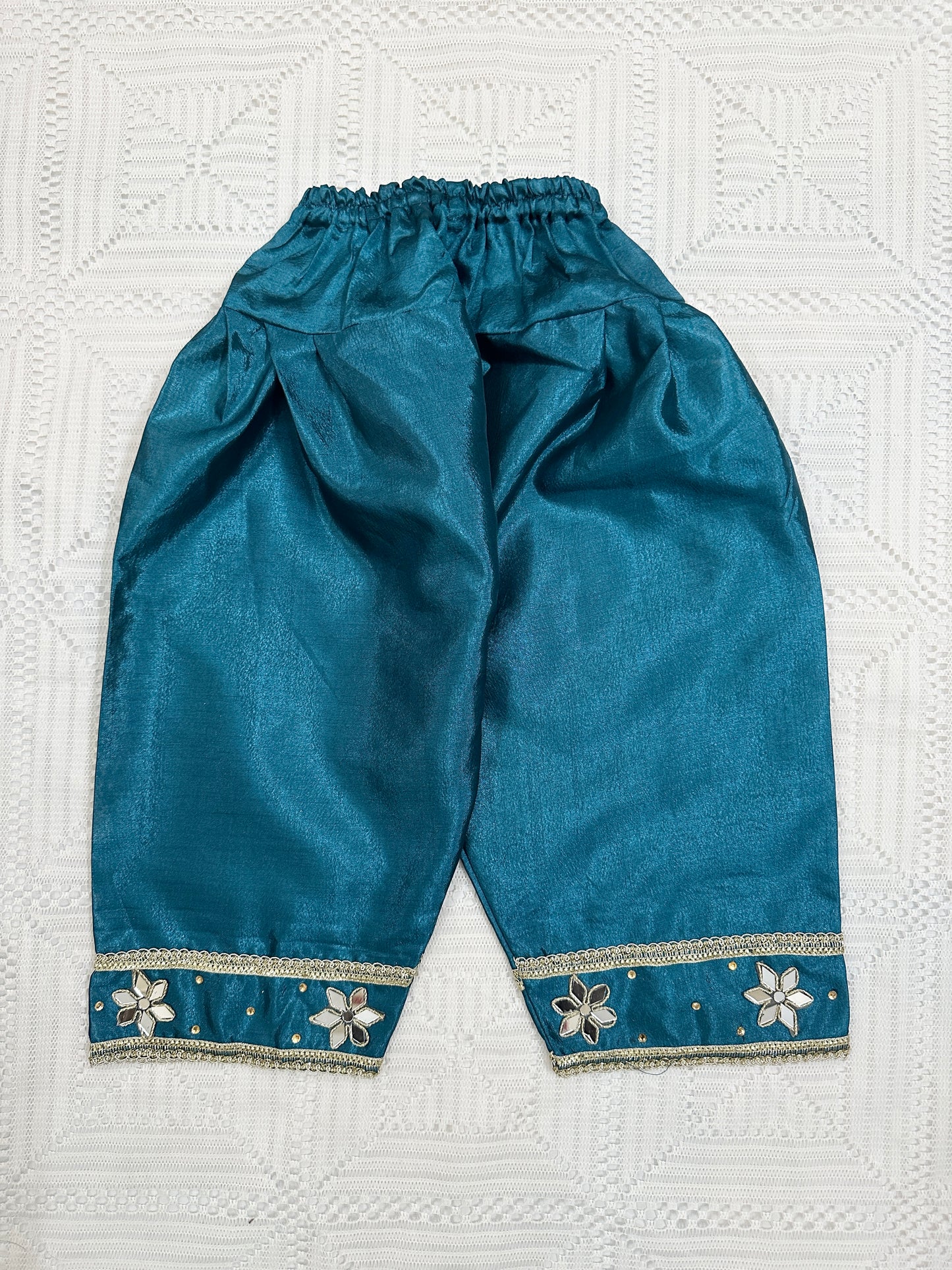 💚 Sea Green Silk Fancy Koti with Inner and Farshi Shalwar