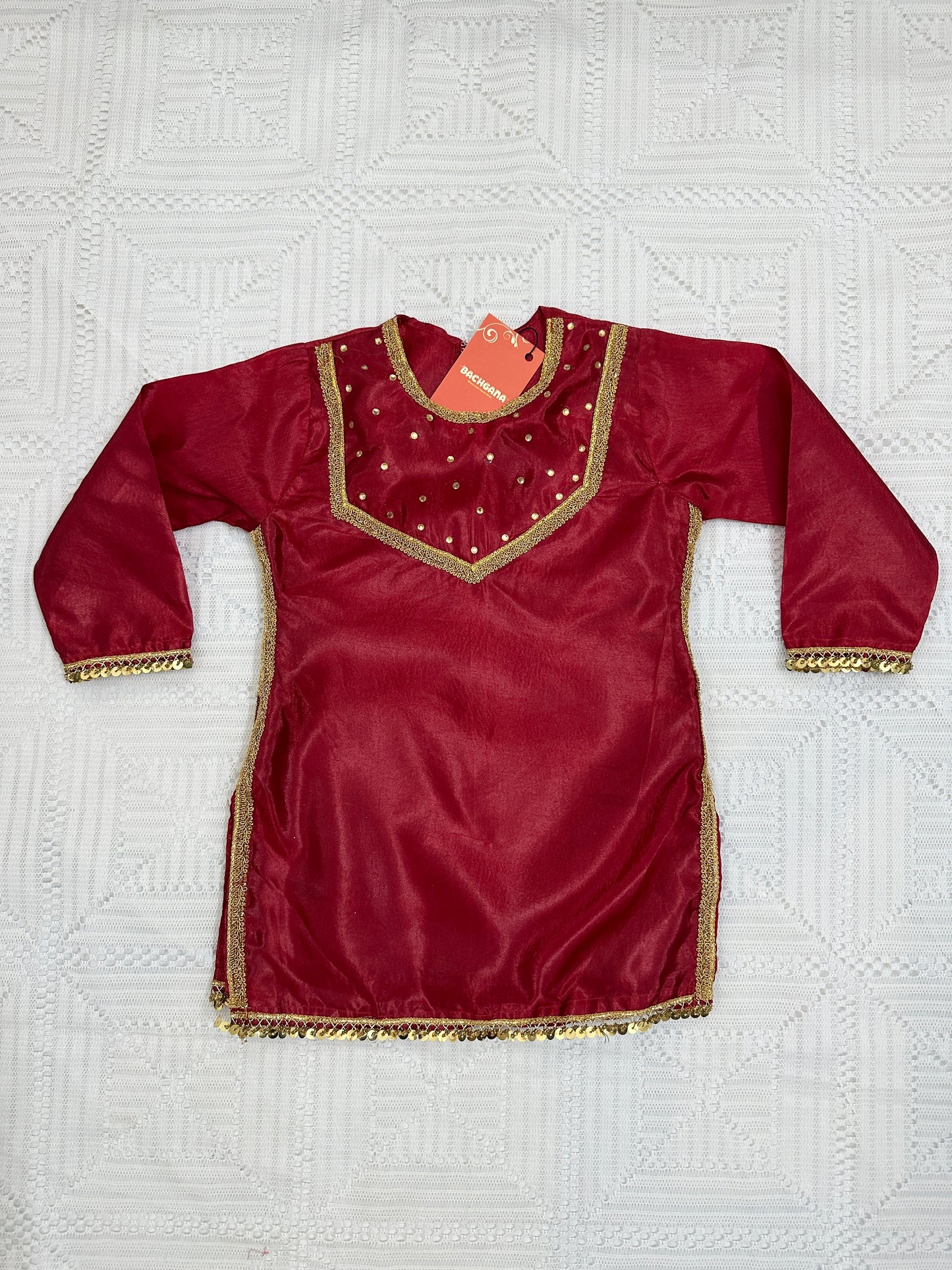 ❤️ Maroon Silk Shirt with Tulip Shalwar and Net Dupatta