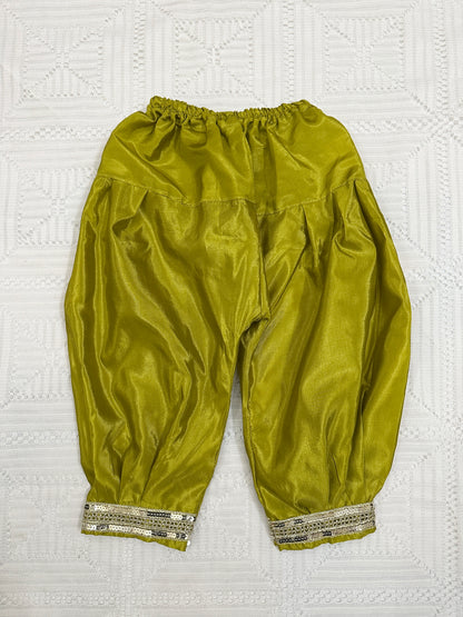 💚 Olive Green Silk Shirt with Shalwar and Net Dupatta